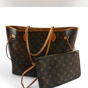 Louis Vuitton Dark Brown Monogram Tote with Pouch